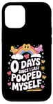 Coque pour iPhone 12/12 Pro 0 jours depuis la dernière fois que je me suis fait caca Funny Poop Groovy