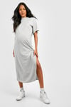 Womens Maternity T-Shirt Midaxi Dress - Grey - 10, Grey