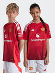 adidas Manchester United Junior 24/25 Home Stadium Replica Shirt -Red, Red, Size 13-14 Years