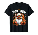 Moo I Mean Boo Funny Highland Cow Witch Halloween Costume T-Shirt