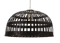 LUSSIOL Luminaire Phuket 60, suspension bambou, 60 W, noir, ø 60 x H 33 cm