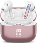 Ecouteurs Bluetooth Sans Fil,Écouteurs Sans Fil V5.3 Hi-Fi Stereo Avec 4 Enc Réduction De Bruit Micros,Oreillette Bluetooth 40H Casque Sans Fil Ip7 Étanche,Ecouteur Usb C Pour Ios Android 2023 Rose