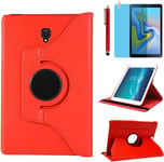 ?Tui Housse Coque Pour Samsung Galaxy Tab S4 10.5 Pouces 2018 (Sm-T830 T835 T837) - 360 Degr?S Rotation Full Protection Kickstand Case Cover,Avec Un Stylo,?Cran Film (Red)