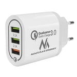 Chargeur Secteur USB Universel QC 3.0 3xUSB Maclean MCE479 Blanc