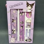 Sanrio Brevpapper 2-pack Set med Blyertspenna, Suddgummi, Linjal, Kawaii Melodi Kuromi Kanelrulle, Studentmålning, Leveranser för Barn 2Pcs set Kuromi