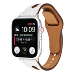 Apple Watch Series 4 44mm flash powder klockarmband i äkta läder - Silver