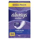 Always Dailies Extra Protect Long Plus Pantiliners, Pack of 58