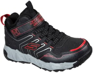 Skechers Boys Walking Boots Velocitrek Leather Touch Fasten Hiking Black Red UK