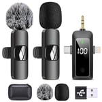 HMKCH Micro Cravate sans Fil pour iPhone, Téléphone Android, Appareil Photo, PC, Microphone à Revers sans Fil 4 en 1 avec indicateur de Niveau de Batterie pour Enregistrement vidéo, TikTok, Vlog