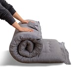 MAXYOYO Matelas futon Portable Pliable, en Tissu hypoallergénique et en Mousse à mémoire de Forme avec poignée et Fermeture éclair pour extérieur, intérieur, Voiture d'invités (Grise, 90x190 cm)