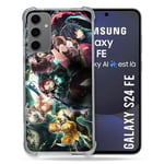 Cokitec Coque Renforcée pour Samsung Galaxy S24 FE Manga Demon Slayer Groupe