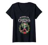 Womens Running On Christmas Spirit Runners V-Neck T-Shirt