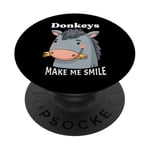 Donkeys Make Me Smile Donkey Lover Cute Farm Animals PopSockets Swappable PopGrip