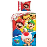 Set Lit Super- Mario Movie Luigi Toad Bowser Housse de Couette Coton 140x200