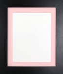 FRAMES BY POST 39mm Black Photo Picture Poster Frame with Pink Mount 60 x 80cm For Pic Size 50 x 70cm (Plastic Glass)