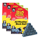 The Big Cheese All-Weather Bait Block - 3 Pack, 90 Total x 10g, Kills Mice and Rats, Pest Control - Rat Killer For Mouse Traps, Damp-Proof, Weather-Resistant - Super Strength Rat Poisoning, Pet Safe