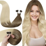 LaaVoo Nano Tip Extension Cheveux Humains 50G/50Meches 20"/50cm Nano Anneau Extension De Cheveux A Froid Ombre Brun Clair A Blond Platine Nano Loop Remy Hair Extensions #8/59