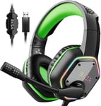 Casque Gaming, Casque Gamer USB avec Son Surround 7.1, Casque ps4 avec Micro Antibruit et Lumière RVB, Casque Audio pour PC/PS4/PS5/Laptop,