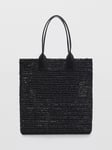 Mango Harlow Natural Fibre Shopper Bag, Black