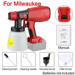 För Milwaukee 18V batteri 800ml elektrisk sprutpistol sladdlös färgspruta automatisk möbler stål beläggning airbrush kompatibel