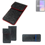 Felt Case for Samsung Galaxy A05 dark gray red edges Cover bag Pouch