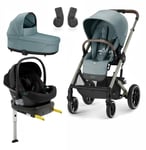 Cybex BALIOS S Lux Duovogn inkl. Beemoo Route i-Size Autostol Baby &  ISOFIX Base, Sky Blue/Black Stone