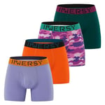 INNERSY Boxer Homme Coton Ceinture Large Calecon avec Ouverture sous-vêtement Sport Coloré Lot de 4 (S, Multicolore Brillant)