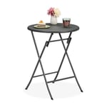 Relaxdays Table de Jardin Pliante, 75 x 60 cm, Aspect rotin, en Plastique et Acier, pour l'extérieur, Grise