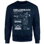 Back To The Future Delorean Schematic Sweatshirt - Navy - XXL - Navy