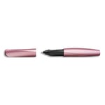 Pelikan Stylo roller Twist Girly - pour droitiers et aux gauchers plume acier inoxydable medium rose-métallique