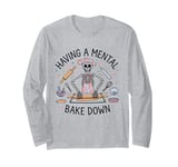 Skeleton Baker Baking Having A Mental Bake Down Halloween Long Sleeve T-Shirt