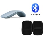 Souris optique sans fil Bluetooth pliable ultra mince,périphérique tactile,silencieuse,pour Microsoft PC,ordinateur portable,tablette - Type Blue with bag