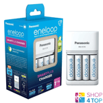 PANASONIC ENELOOP SMART QUICK CHARGER BQ-CC55E + 4 RECHARGEABLE AA BATTERIES NEW