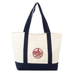 Trader Joe's Återanvändbar Canvas Eco Tote Väska Shopping Heavy Duty Väska Blå Vit