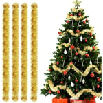 Keyouny - Guirlande de Noel , 4pcs Guirlandes Tinsel , Guirlande Sapin 2m, Métallique Scintillantes pour Mariage Anniversaire Fête Murs Fenêtres