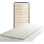 Matelas + Sommier 120x190 x 22 cm - Ferme - Face Hiver Laine - ame rembourrage 100 % polesther - âme 100 % polyuréthane poli lattex Haute Densite -