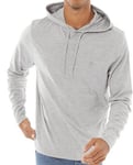 FRENCH CONNECTION FCUK Mens Grey Marl Long Sleeve Hooded Top | Size Small