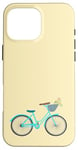 Coque pour iPhone 16 Pro Max Vélo rétro bleu pour fille avec panier de fleurs