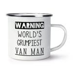 Warning World's Grumpiest Van Man Enamel Mug Cup Awesome Best Courier Driver