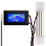 KETOTEK Thermomètre numérique LCD, Moniteur de température avec sonde étanche 50℃~110℃ pour ordinateur refroidissement de l'eau PC Aquarium Voitures Terrariums, Prise 4 broches DC 4V~25V