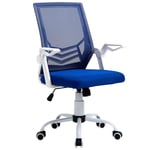 Vinsetto Chaise Bureau Fauteuil de Bureau Chaise Ergonomique en Maille avec Support Lombaire Hauteur réglable Fonction à Bascule pivotant à 360 ° accoudoirs rabattables, 62,5 x 55 x 94-104 cm, Bleu