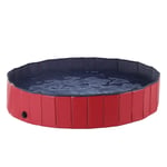 Portable Pet Paddling Pool Swimming Bath Cat Dog Puppy Foldable Red