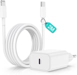 Rapide Chargeur Iphone 14,2M [Apple Mfi Certified] Long Câble Usb C Vers Lightning Cable Et Type C Adaptateur,Usb C Mural Alimentation Pr Secteur Pour Iphone 14/13 Pro /Plus/12/11/Se/X/Xs/Xr/8