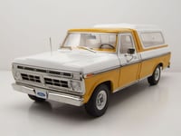 Ford F-100 Pick Up 1976 Jaune Blanc Avec Deluxe Box Cover Modèle 1:18 Greenligh