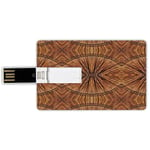 8G USB Flash Drives Credit Card Shape Tribal Decor Memory Stick Bank Card Style Boho Bamboo Pattern Primitive Eastern Ethnic Jagged Wood Style Art Print,Ginger Waterproof Pen Thumb Lovely Jump Drive