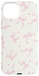 Coque pour iPhone 15 Plus Ruban rose clair avec nœuds pour fille - Couleur pastel