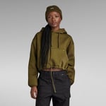 G Star Raw Womens G-Star RAW Sleeve Graphic Cropped Loose Hoodie - Green Cotton - Size Large