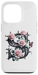 Coque pour iPhone 13 Pro Letter S Initial Floral Monogram Rose Pink Flower Butterfly