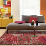 Unamourdetapis - Tapis salon et chambre 200x290 rouge rectangle tissé motif ethnique AF1 patwork