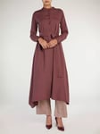 Aab Tie Belt Dipped Hem Midi Dress, Red Burgundy